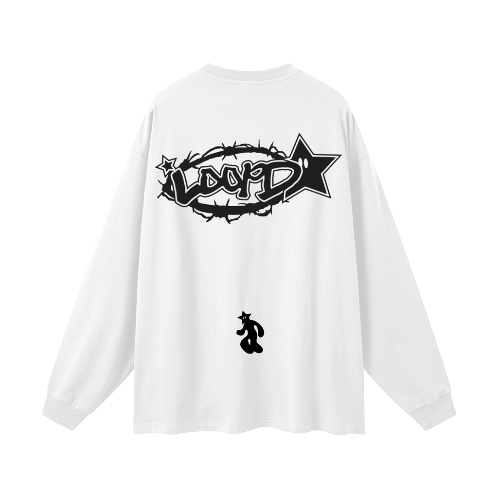 Adult Loopd.co white Oversized Unisex Long Sleeve T-Shirt