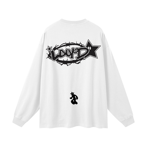 Adult Loopd.co white Oversized Unisex Long Sleeve T-Shirt