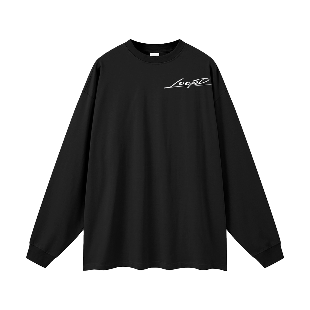 Adult Loopd.co black Oversized Unisex Long Sleeve T-Shirt